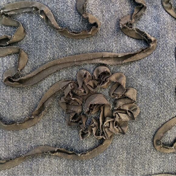 Analogy Black Trim Classic Denim Jacket Top Stitching Detail Silver Tone Buttons - Picture 9 of 16